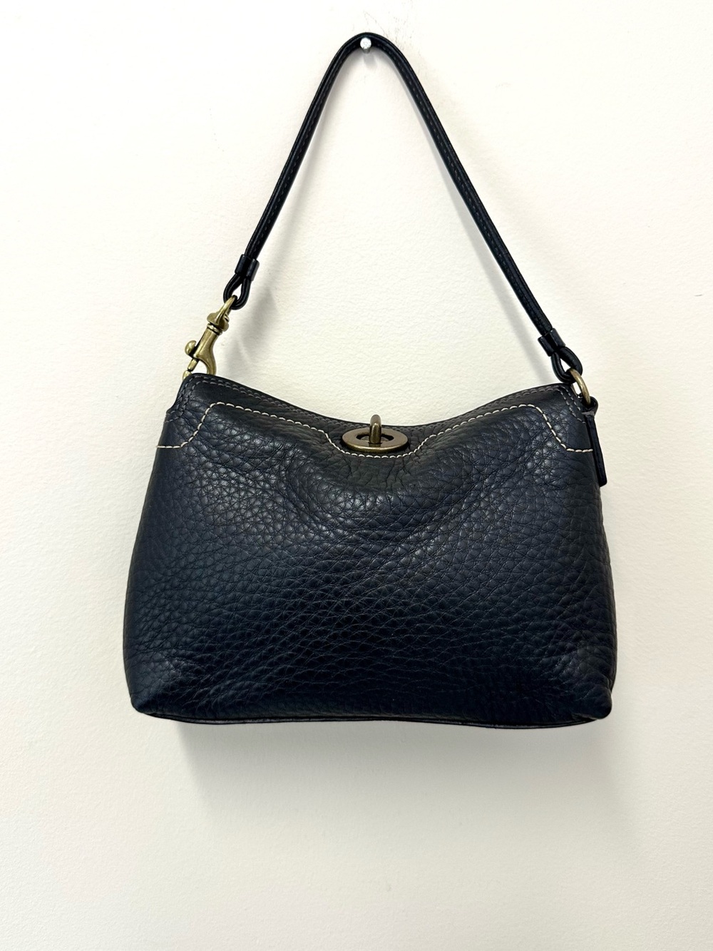 Coach Turnlock Pebbled Leather Wristlet Mini Bag